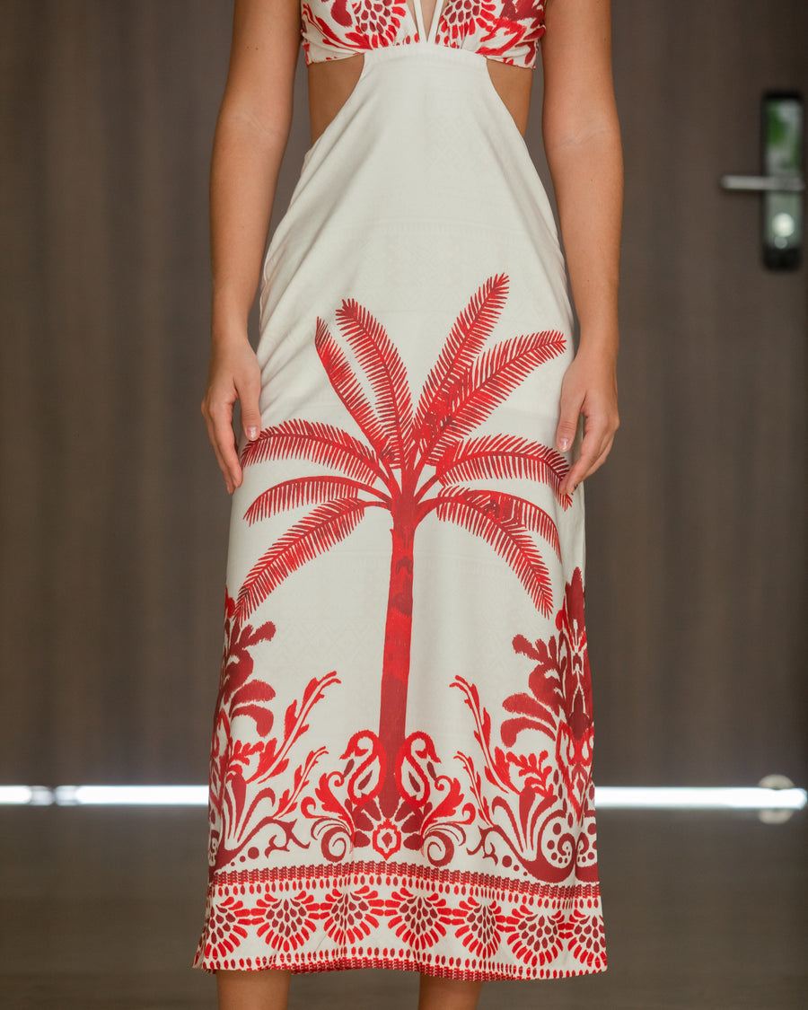 Caribbean Red Midi Dress