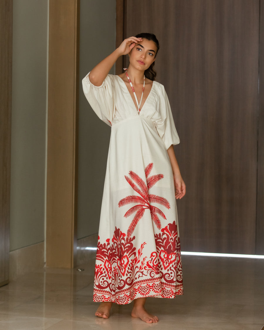 Tropical Red Maxi Dress