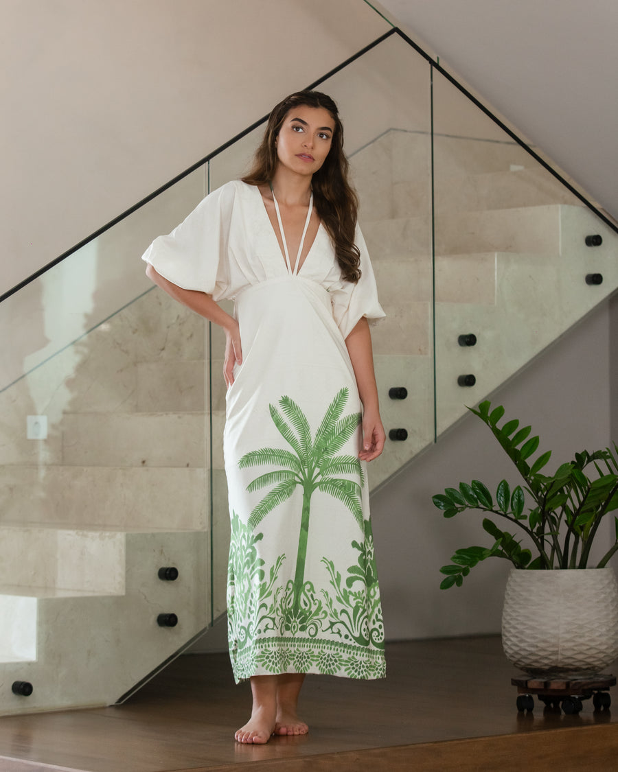 Tropical Green Maxi Dress